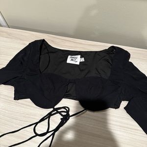 princess polly long sleeve tie top black